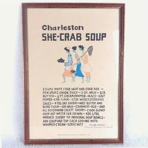 Samuel Ravenal Gaillard Charleston She Crab Soup FolkArt Framed Print VTG Signed